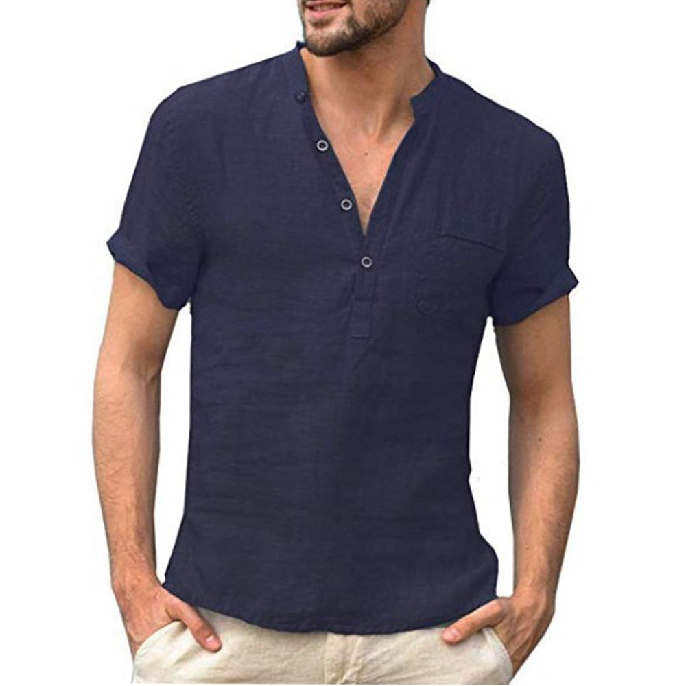 Camiseta Casual Masculina de Algodão
