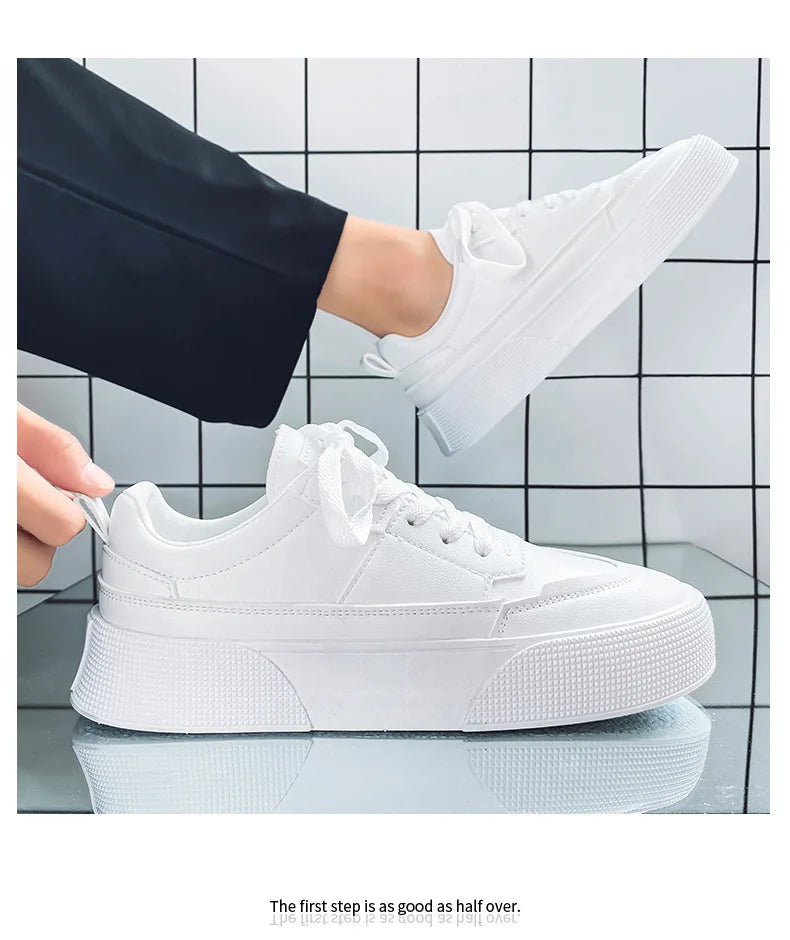 Tênis de Couro Casual Tendência