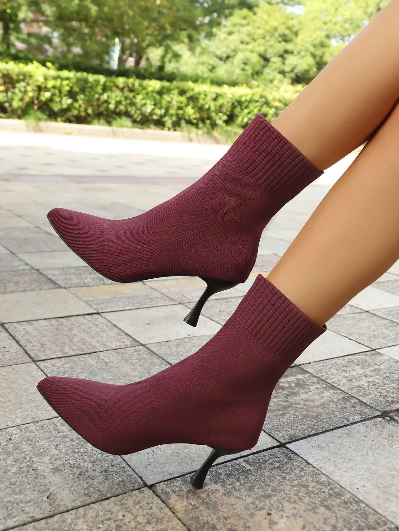 Bota Tricô Salto alto