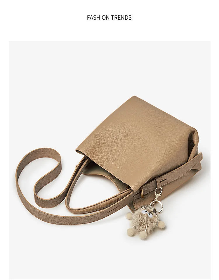 Bolsa Genuine Tote Bucket Bag