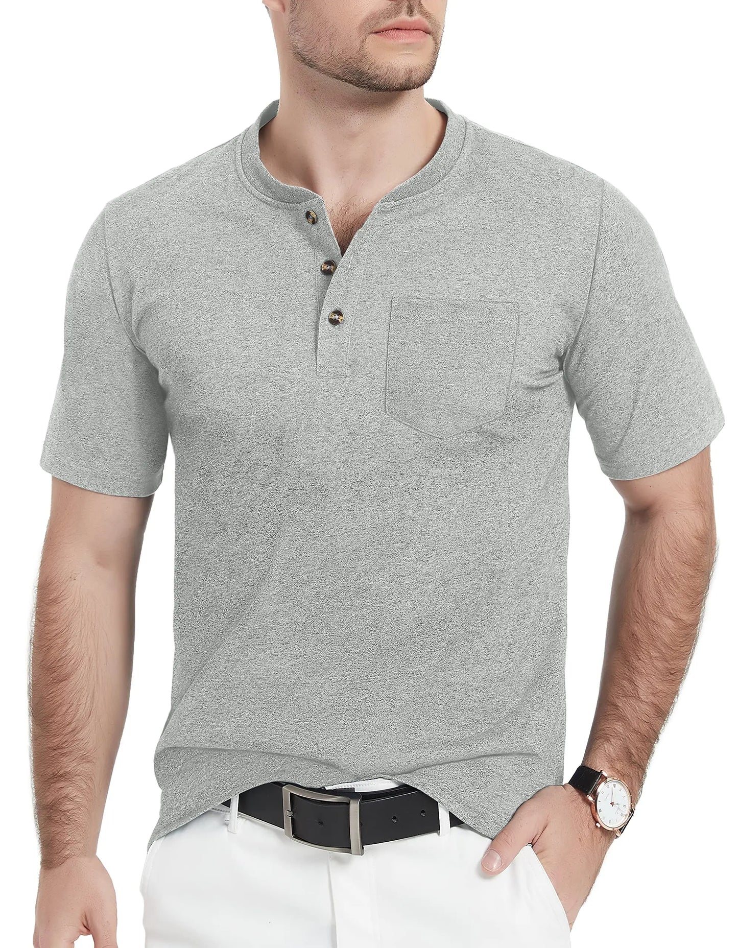 Camiseta Henley Alta masculina