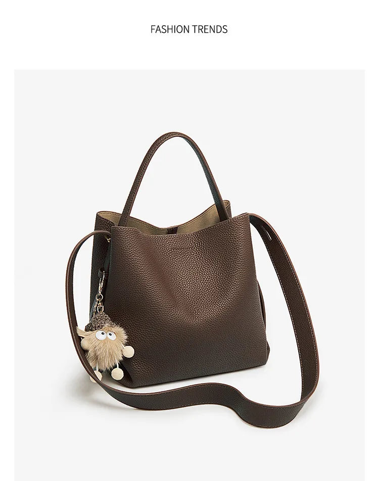 Bolsa Genuine Tote Bucket Bag