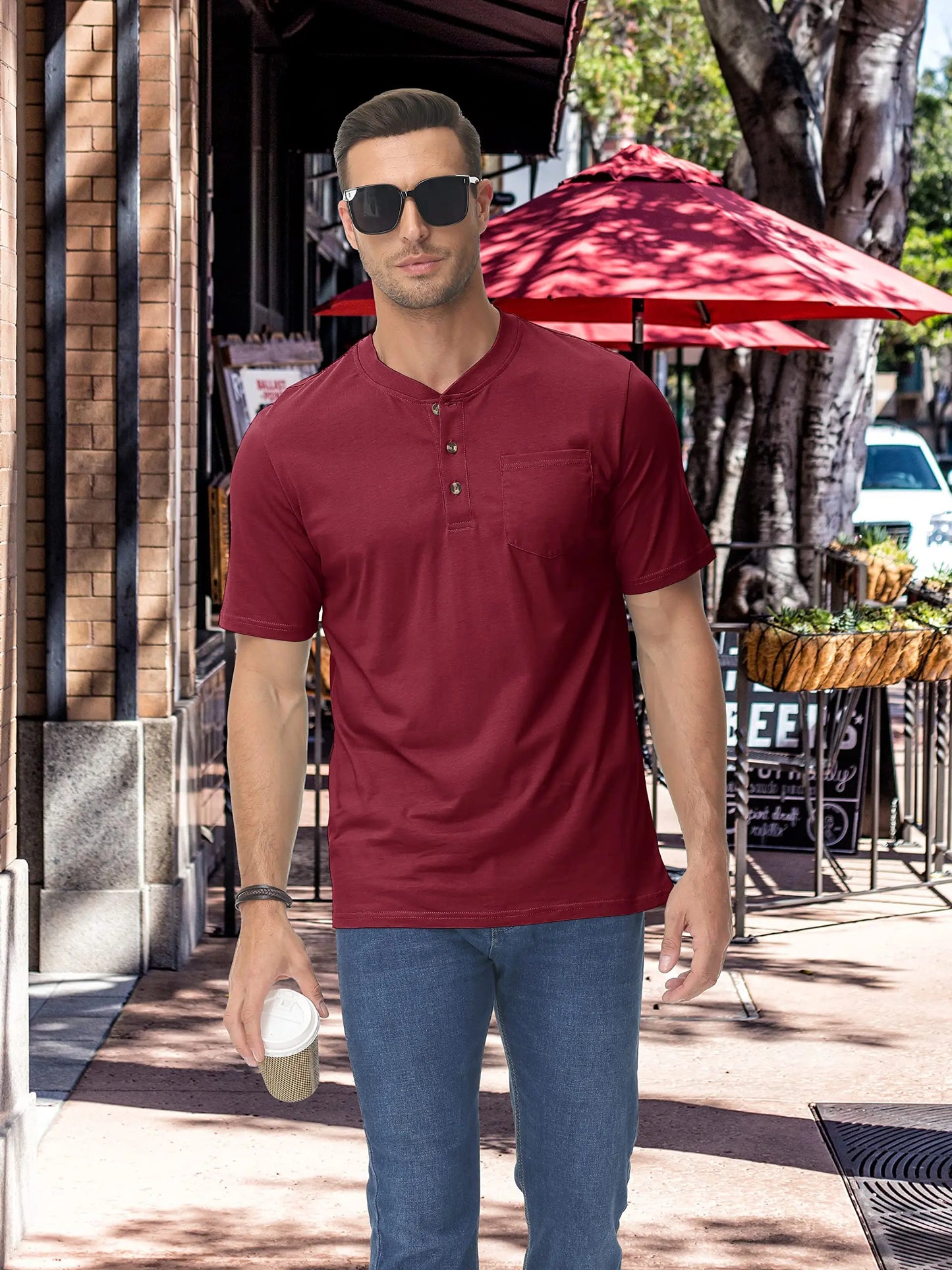 Camiseta Henley Alta masculina