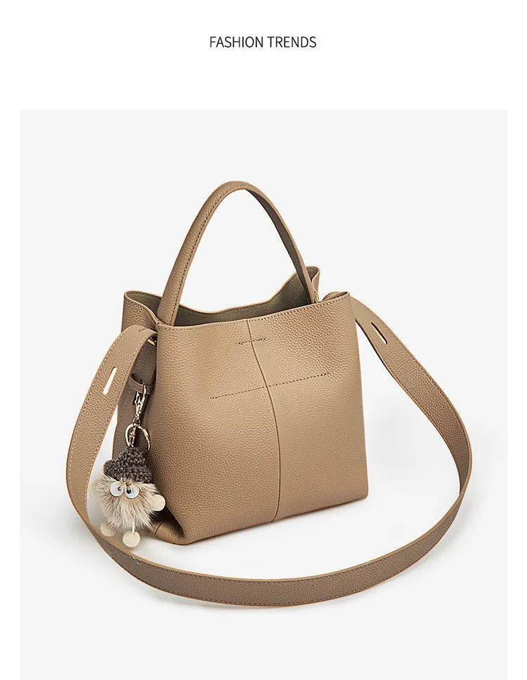 Bolsa Genuine Tote Bucket Bag