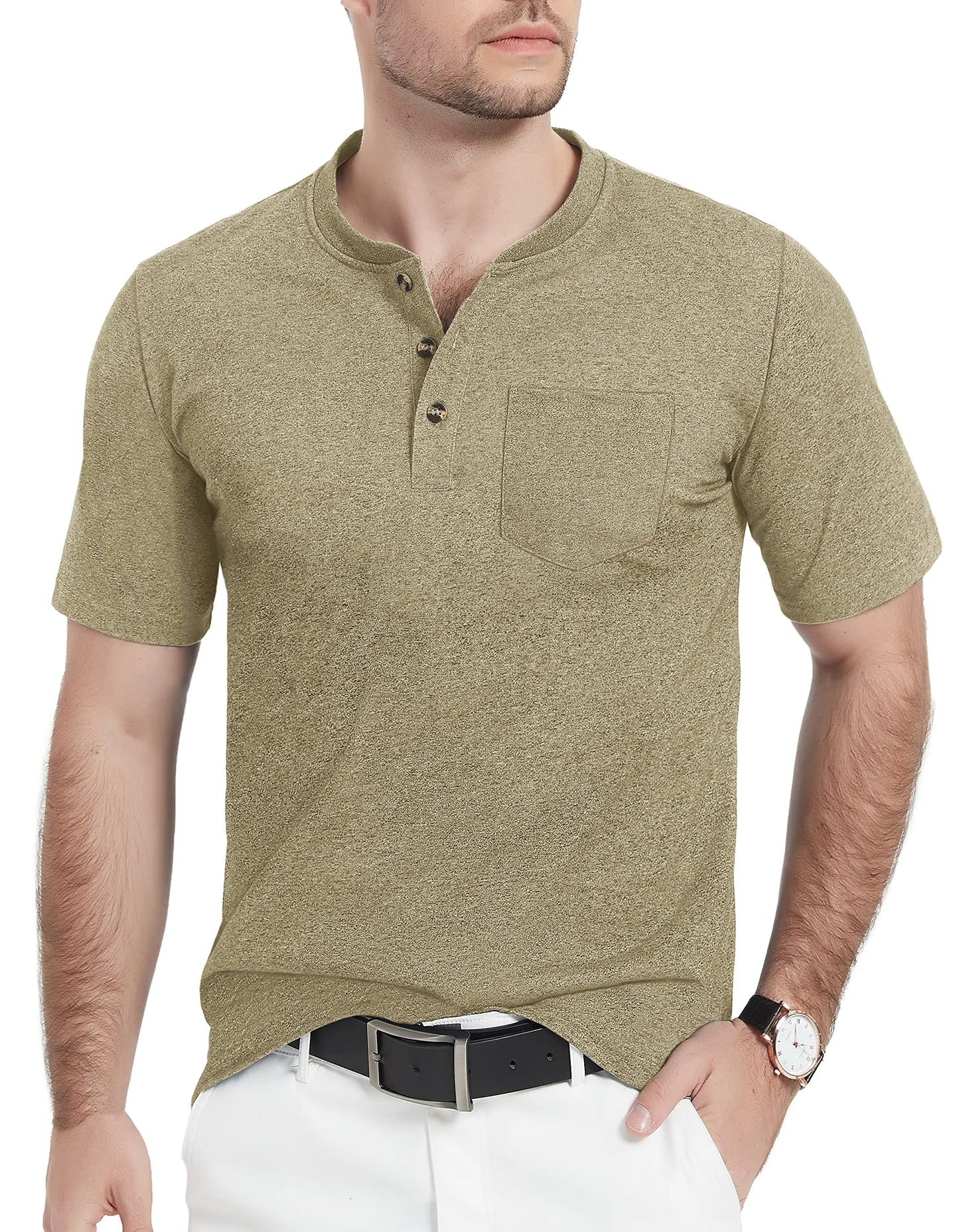 Camiseta Henley Alta masculina