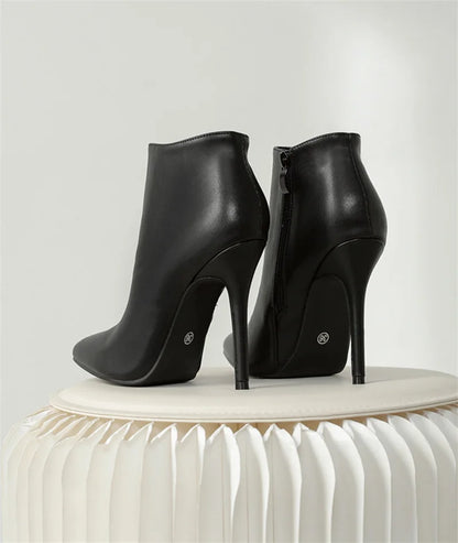 Bota de Couro PU - Salto alto