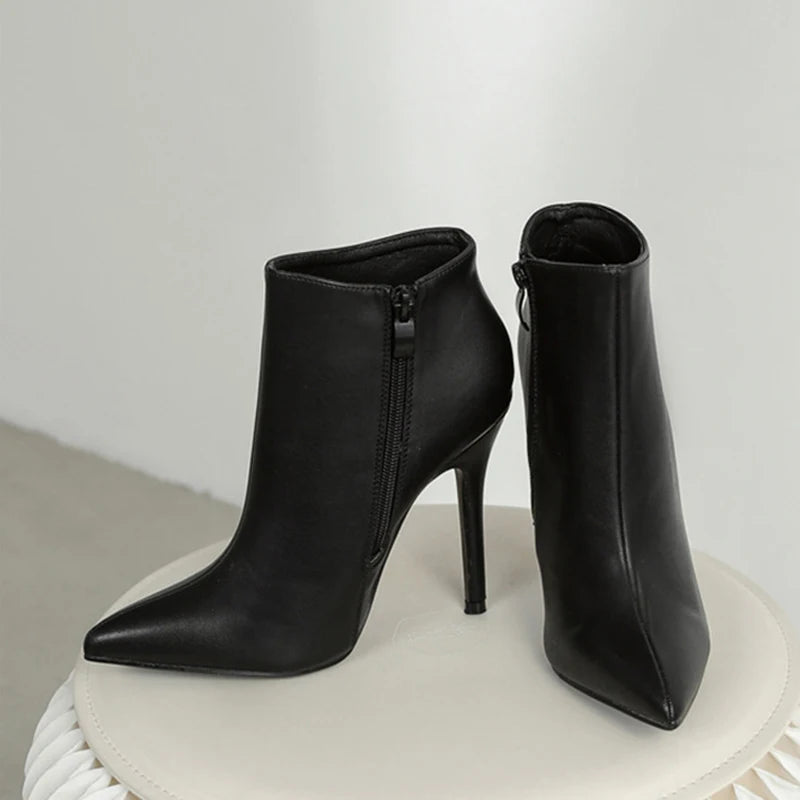 Bota de Couro PU - Salto alto