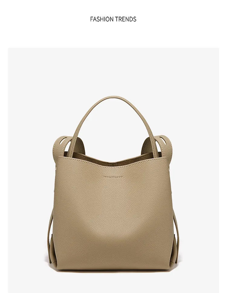 Bolsa Genuine Tote Bucket Bag