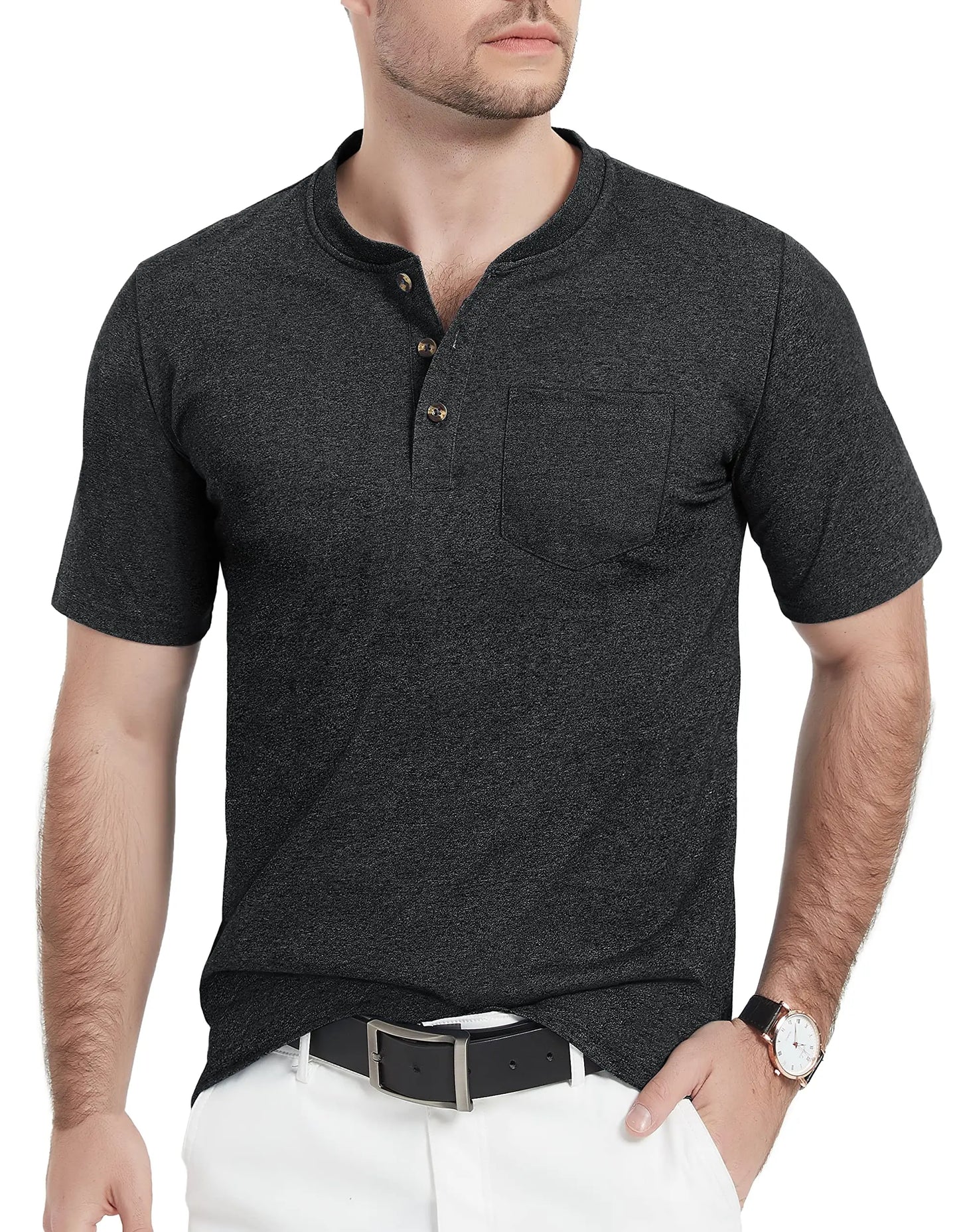 Camiseta Henley Alta masculina