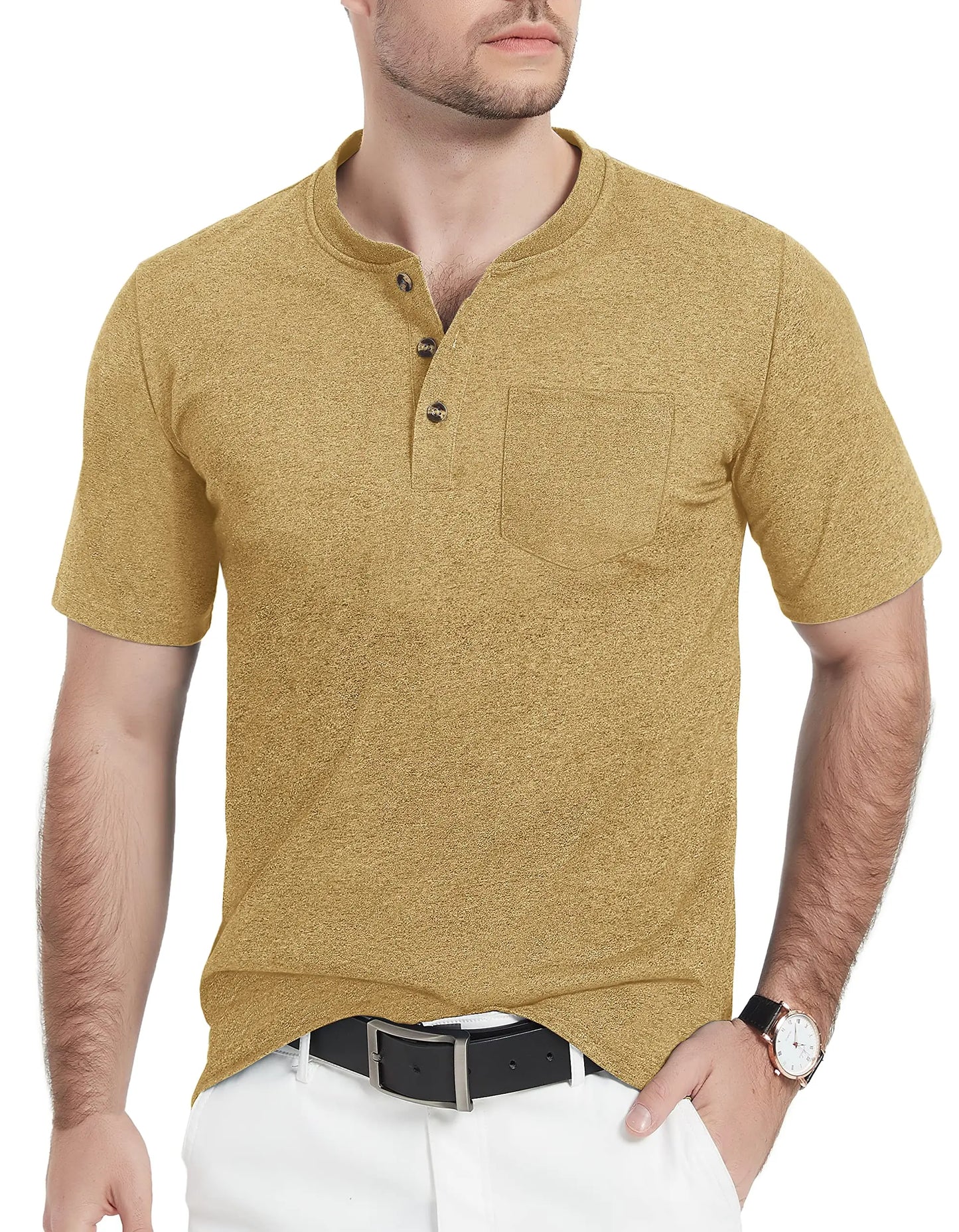 Camiseta Henley Alta masculina